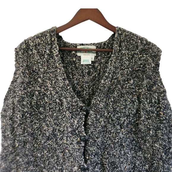 Aran Crafts Dark Blue Gray Button Front Sweater Vest Wool Ireland Womens XL - Picture 2 of 7